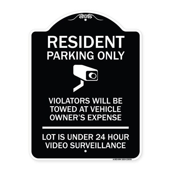 Signmission Reserved Parking Resident Parking Only Violators Will Be Towed at Owners Expense Lot, BW-1824-23035 A-DES-BW-1824-23035 - main